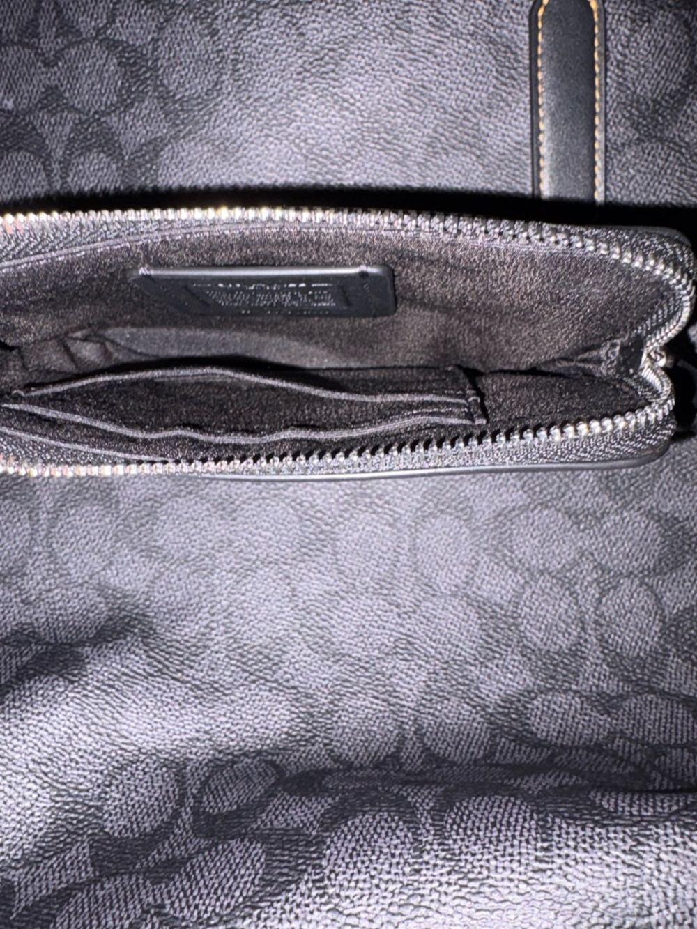 2 PIECE SET COACH Black Signature Tote and wristlet with Moon & Cat Motif - Picture 8 of 9